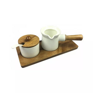 Set de cafea Kassel 93559, Porțelan și lemn de salcâm