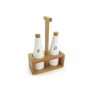 Set de ulei de măsline Kassel 93576, Acacia, Porțelan, 3 piese