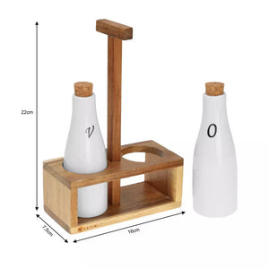 Set de ulei de măsline Kassel 93576, Acacia, Porțelan, 3 piese