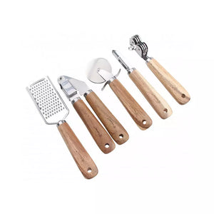 Accesorii de bucătărie Kassel 93706, 5 bucăți, Acacia, Oțel inoxidabil